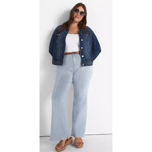Lane Bryant Signature Fit Flare Jeans Pinstripe Blue White Mid Rise Size 16 NEW